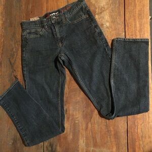 🎈Hawk Skinny straight leg mid rise dark blue jeans